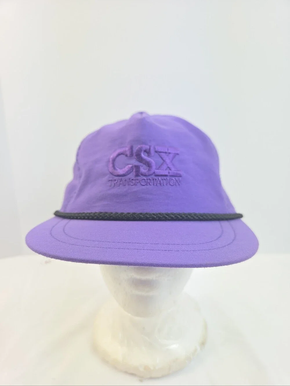 Rare VTG 90's CSC Transportation Purple Leather Adjustable Strap Hat